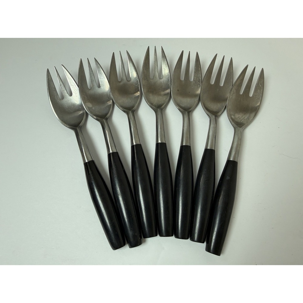 MCM Flatware Salad Forks AHC Japan after Dansk Kongo Pattern Black Handle